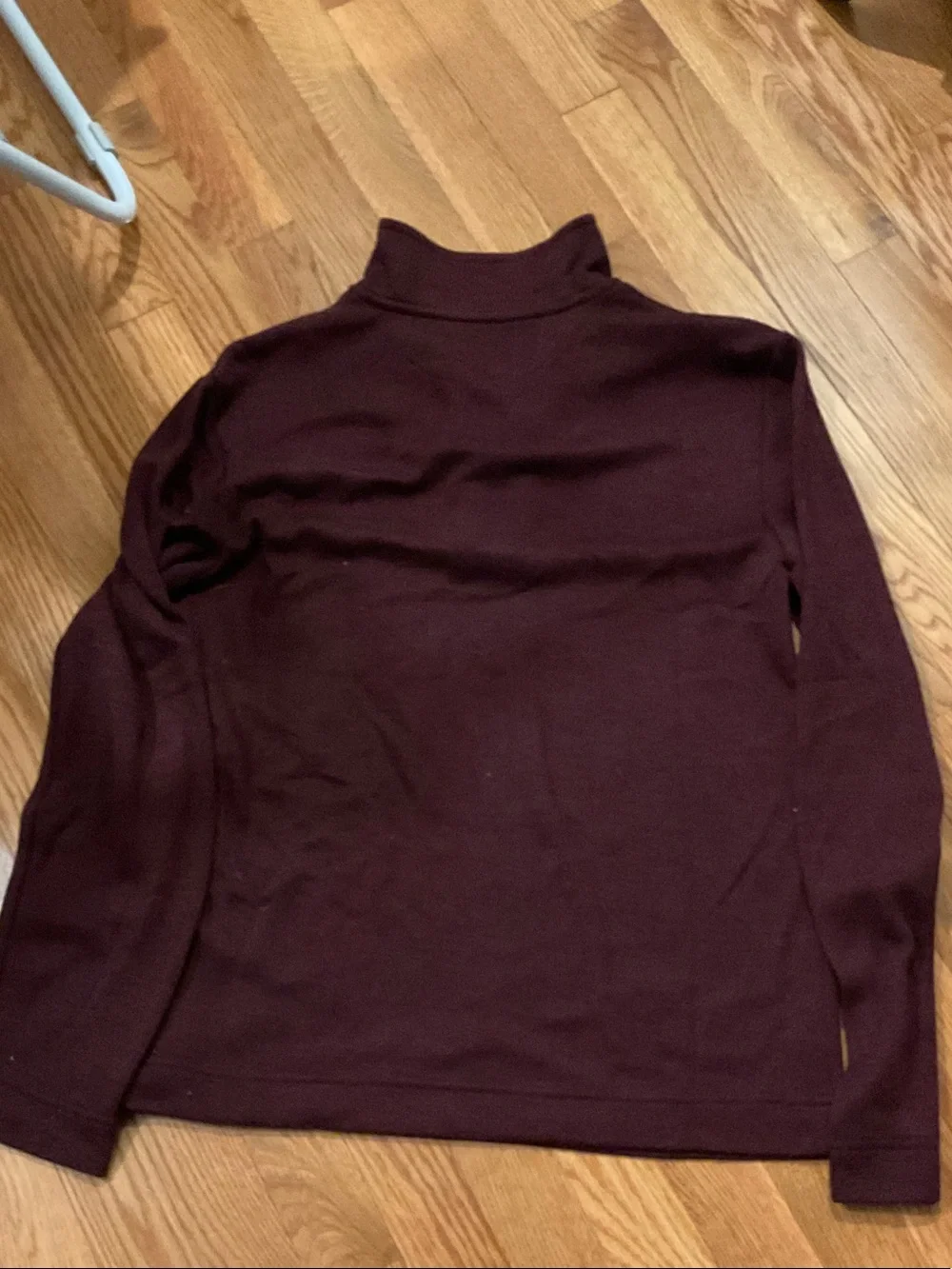 Banana Republic Men's Burgundy Zip-Up Sweater with Gray Collar